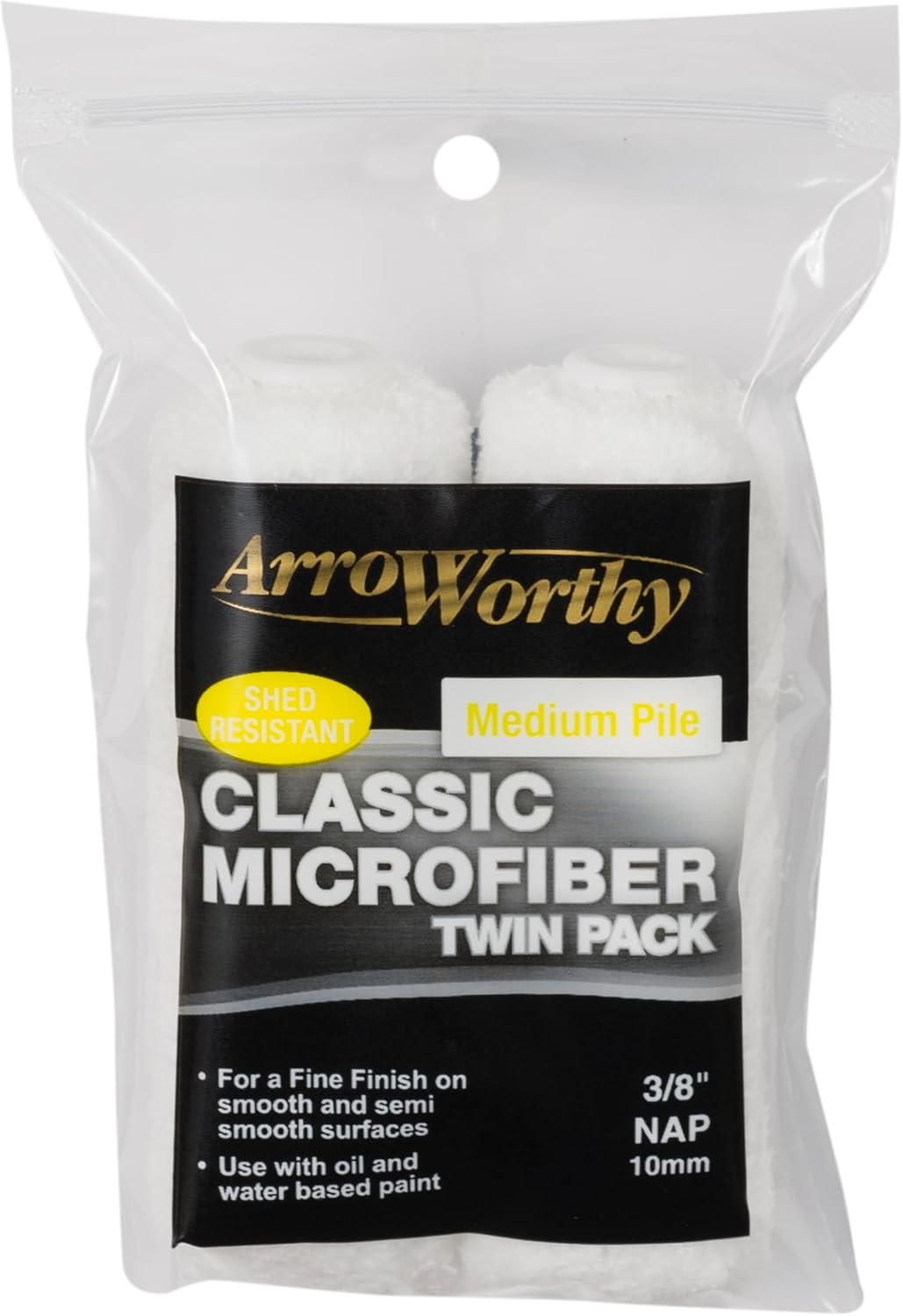 Arroworthy Classic 4"" Microfiber Mini Rod Style Twin Pack Medium Pile (4-MFR3T/