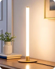 Modern Table Lamp, LED Slim Bedside Lamp with 360° Illumination, Stepless Dim...