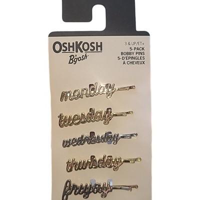 Oshkosh B'gosh 5 Girl's Hair Clip Barrette Bobby Pins Days Of Week NWT Friyay