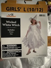 Girls Halloween Costume Wicked White Witch Good Witch Large 10-12 New