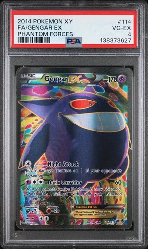 2014 POKEMON XY PHANTOM FORCES #114 FULL ART/GENGAR EX PSA 4