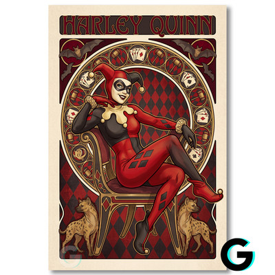 Harley Quinn DC Comics Art Nouve Style Poster Wall Art 66lb Heavyweight Print