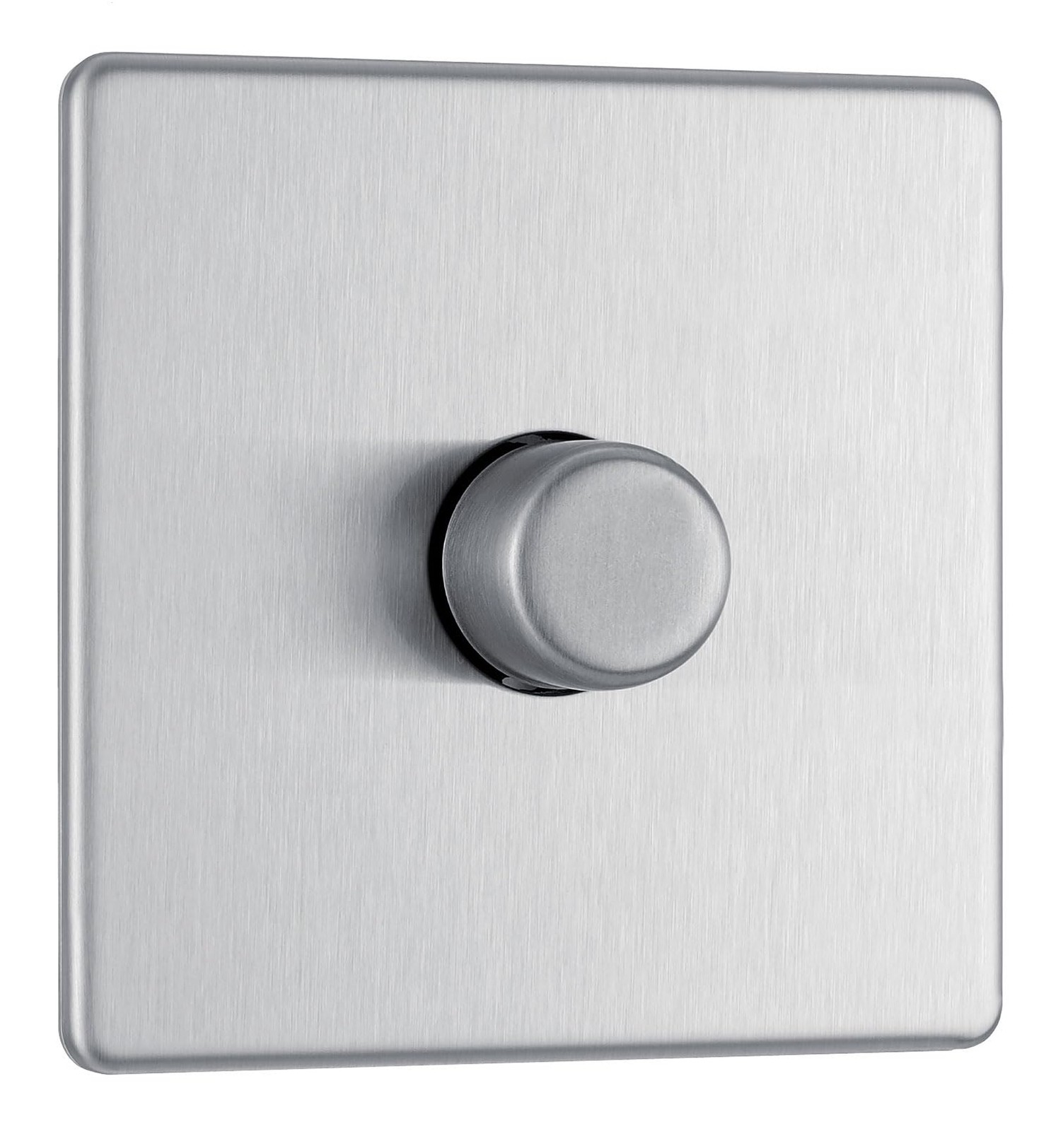 BG Electrical Intelligent Single Wall Dimmer Switch, Brushed Steel