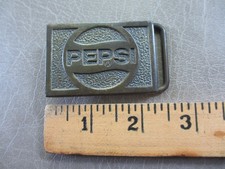 Small Pepsi Soft Drink Brass Vintage Belt Buckle "You Make The Difference" 1 x2