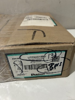 Box of 15 PANDUIT UTP6AX15BU Cat 6A 24 AWG UTP Copper Patch Cord 15 ft Blue