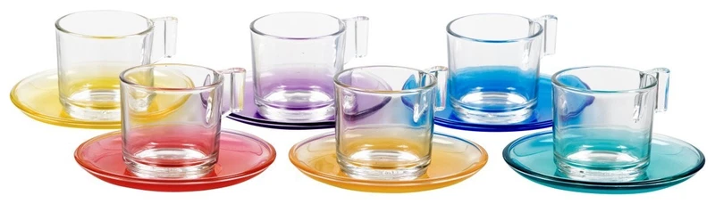 Tazze Tazzine Caffé in Vetro Colorato Multicolor Servizio per 6 Persone OFFERTA, fotografia 6 di 8