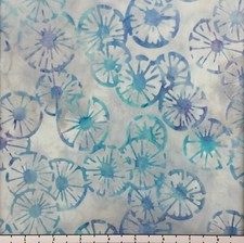 1 Yard Cut of Lunn Fabric Tufted Circle Batik 100 Cotton 4015 Mist Blue Purple