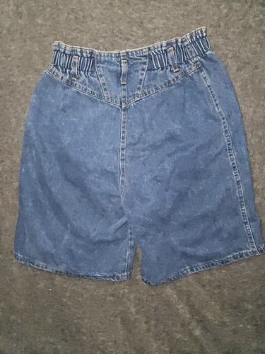 Vintage Chic Shorts Womens 10 Blue High Rise Denim Elastic Waist USA 90s - Picture 8 of 10