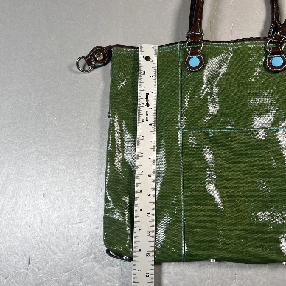Bolso de Mano Urban Junket Mujer Verde Marrón Asas Forro Azul Laptop Hombro Foto 4 de 4