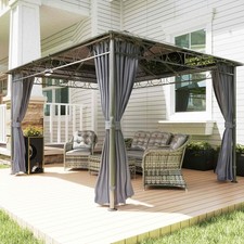 Image of 3 x 3(m) Hardtop Gazebo for Garden Party with Polycarbonate and Roof Curtains