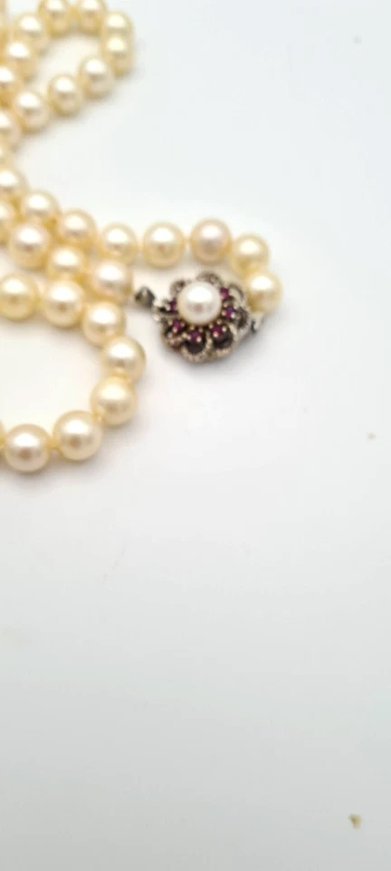 Elegant Perlencollier mit 585er / 14K Gold-Schließe und Rub - Bild 2 von 4