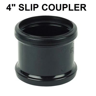 PIPELIFE 4" 110MM SOIL PIPE COUPLING DOUBLE SOCKET STRAIGHT SLIP COUPLER BLACK