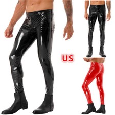 Mens Tights Gothic Trousers Retro Pants Wetlook Rave Hip Hop Low Waist Dance