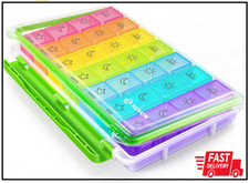 AUVON iMedassist Moisture-Proof Weekly Pill Organizer 4 Times a Day, Large 7 Day