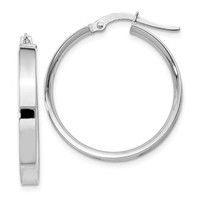 14k Yellow Gold 0.8in Long & White 3.00mm Rhodium Hoop Earrings on sale 14k Yellow Gold 0.8in Long & White 3.00mm Rhodium Hoop Earrings on sale