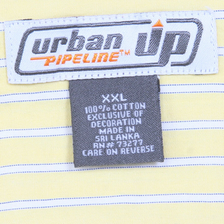Camisa de vestir Urban Up amarilla y blanca a rayas con bolsillo abotonada XXL Top algodón 1-33 Foto 4 de 4
