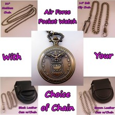 AIR FORCE US Military Pocket Watch w/Your Choice of Chain Gifts for Him Men Dad