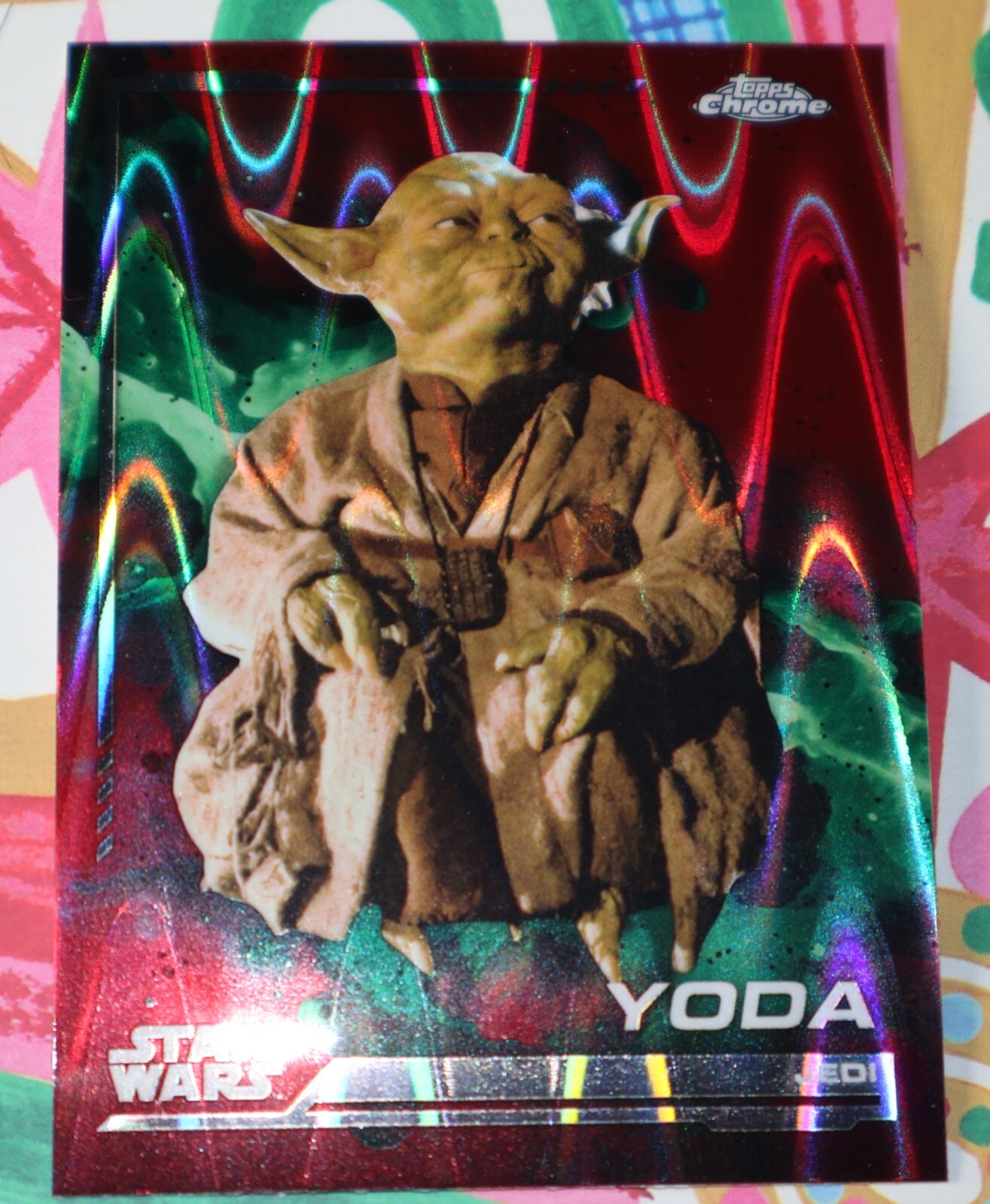 Yoda 2024 Topps Chrome Star Wars Red RayWave Refractor #140