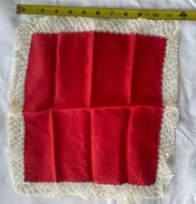Beautiful Vintage Red W/ White Crocheted Tatting Edge Hankie Handkerchief 12  