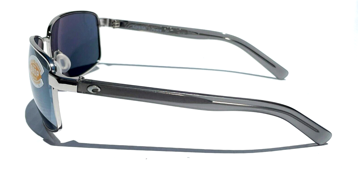 COSTA Del Mar PONCE Shiny Silver POLARIZED Silver Mirror 580P