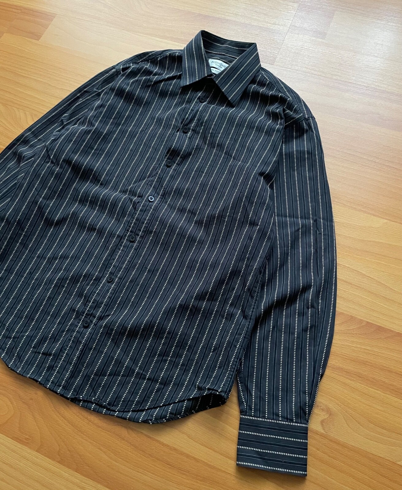 Yves Saint Laurent Camicia Vintage Lusso Pour Homme Bottoni Strisce Uomo Taglia M