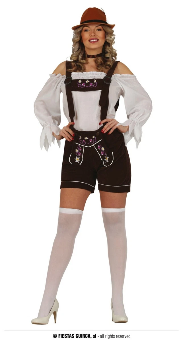 Dirndl Oktoberfest, Abito Tradizionale Pizzo, Dirndl da Donna Elegante, Costume Midi con Camicetta e Grembiule, Set di Costumi Maniche Corto Bavarese Tedesco per Birra Baviera Carnevale Festa (34