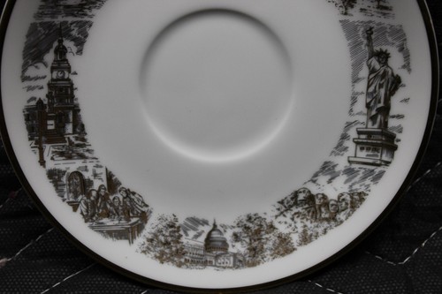 Vintage Viletta Bicentennial Tea Cup & Saucer Fine China Gold Trim Made in USA - Picture 10 of 11