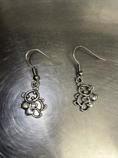 Earrings Teddy Bear Opposing Figures Reverse Design Silvertone