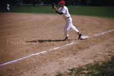 Kodak Slide 1950s Red Border Kodachrome First Base Baseball Player White and Red