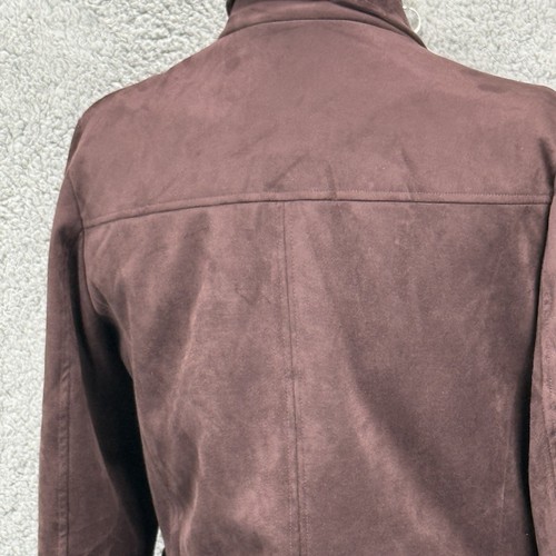 Kut From Kloth Moto Jacket Womens L Brown Vegan Suede Lined Asymmetric Zip Moto - Picture 10 of 14