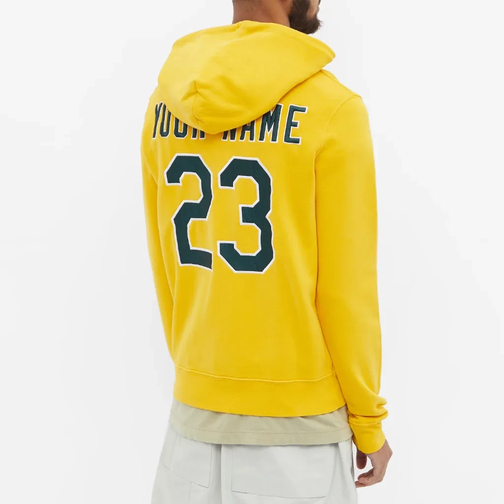 OFF WHITE Felpa con cappuccio da uomo bianca sporca x MLB Oakland A's taglia M giallo blu bianco