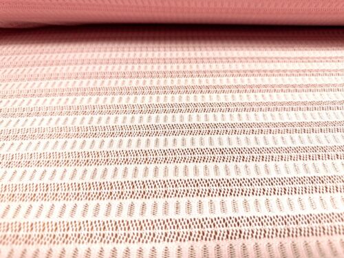 Stretch Crochet Knit Jersey Fabric, Per Metre - Fancy Stripe - Light Pink - Picture 3 of 3