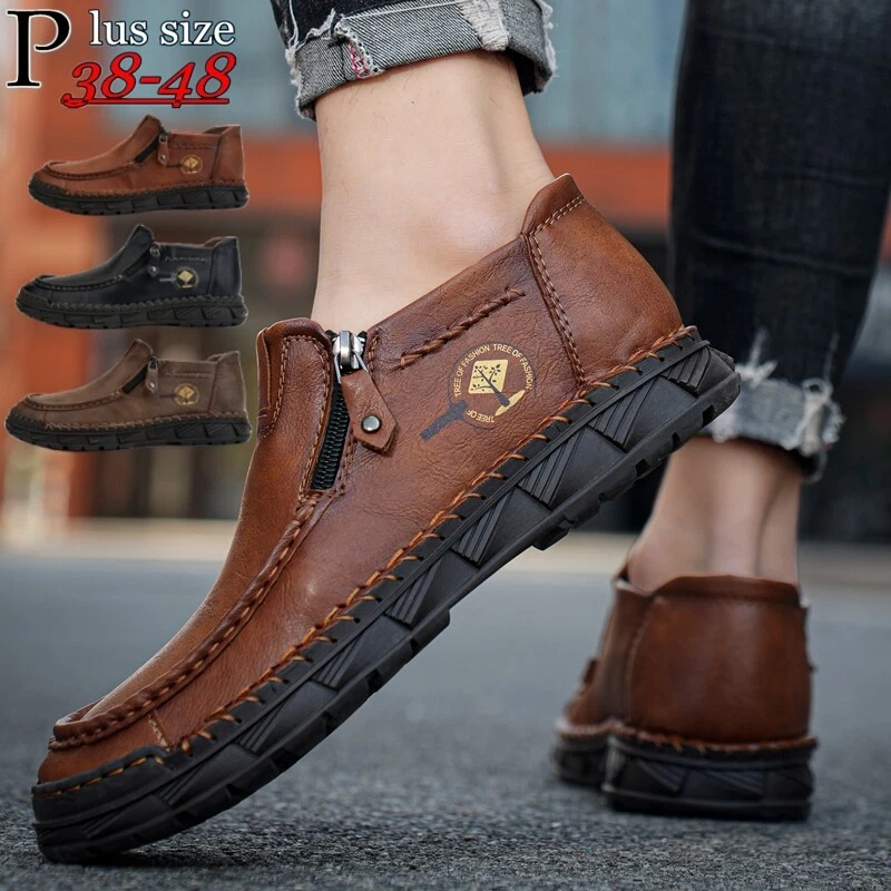 Leather Mens Boots Casual Walking Sneakers Non slip Outdoor Running Sports Shoes