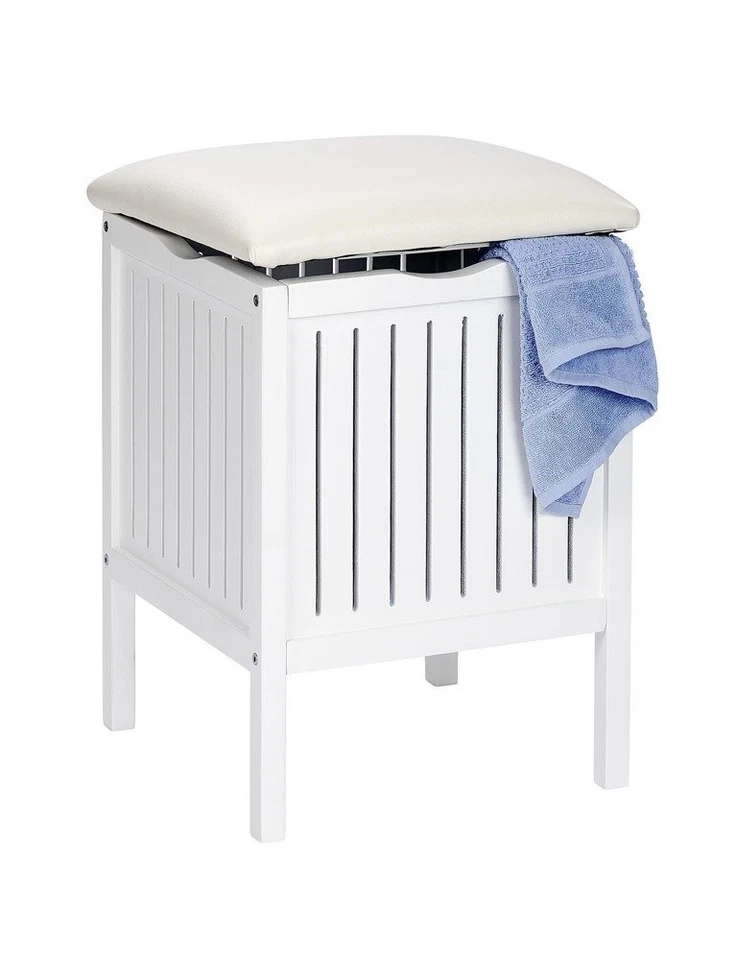 Badhocker mit Stauraum OSLO, weiß, im skandinavischen Stil, Wäschekorb, WENKO - Bild 2 von 4