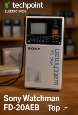   Sony Watchman FD-20AEB Vintage Tragbar Pocket CRT S/W Mini Fernseher TV   TOP