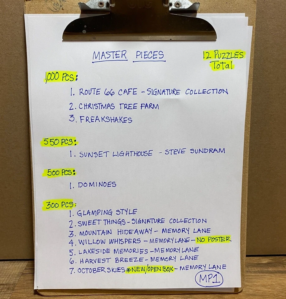 LOT OF 12 - MASTER PIECES - 300 500 1000 PC - JIGSAW PUZZLES - NEW & USED - Image 2 of 4