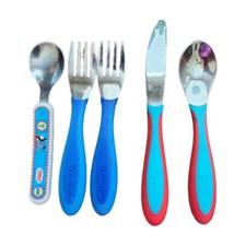 Lot Of 5 Feeding 2 Spoons, 2 Forks 1 Knife Children Toddler Baby Girl Boy