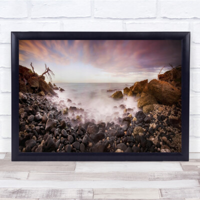 Panorama Strand Kieselsteine Stein Steine Küste Meer Wandbild Kunstdruck