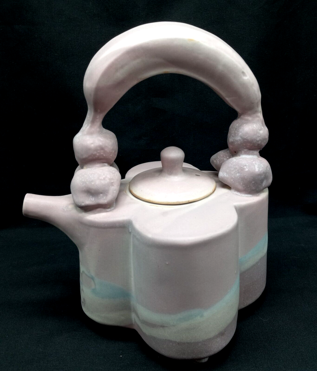 Vtg Ingrid Pottery Clay Whimsical Teapot Banana Handle Artistic