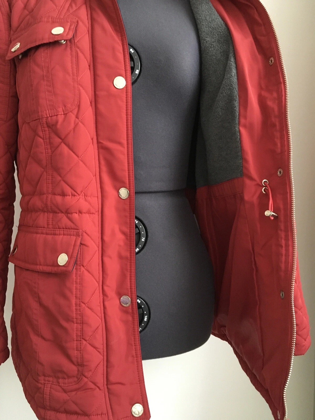 Michael Kors giacca rossa da donna cappuccio nascosto taglia S