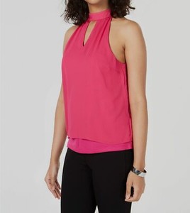 Download $140 Bar Iii Womens Pink Keyhole Mixed-Media Mock-Neck ...