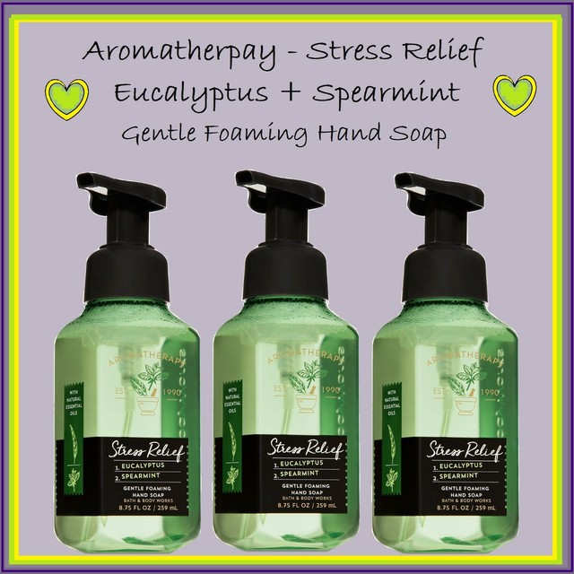 3 Bath & Body Works STRESS RELIEF EUCALYPTUS SPEARMINT Gentle Foaming
