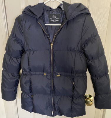 Zara black gold puffer coat zip off 