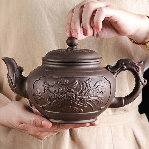 Large Capacity Purple Sand Teapot House Yixing Blossom Pot Tea Ceramic Kettle - Picture 1 of 60
