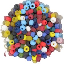 India 9.5-10 mm Color Op/Tr Matte Mix Press Glass Crow Bead  240 pcs per 200g 