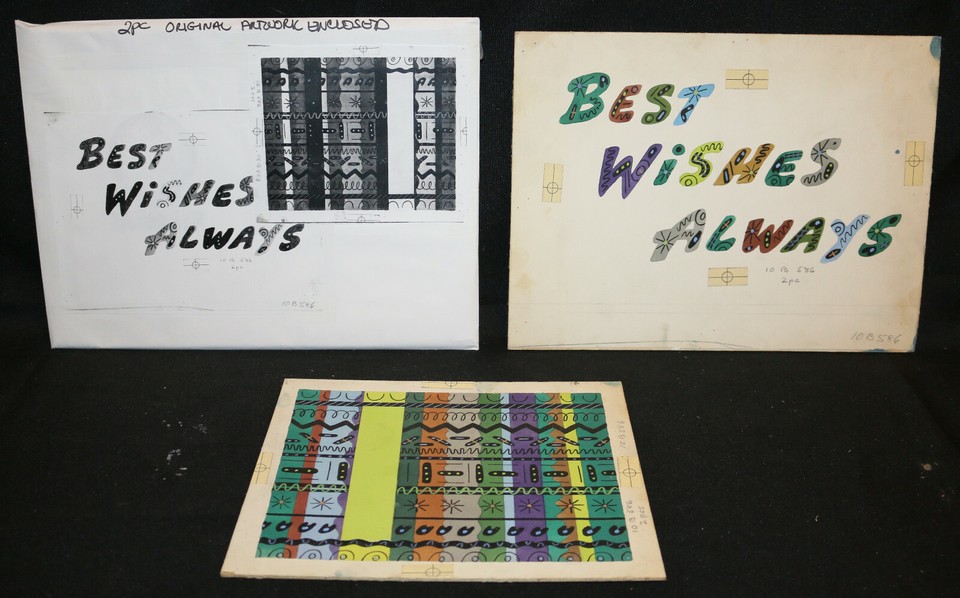 Best Wishes Always 2pc Set #10B586 Greeting Card Painted Art by Unknown Comic Art