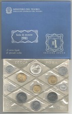 ITALIA DIVISIONALE ANNO 1981 11 VALORI CON 500 LIRE ARGENTO FDC SET ZECCA