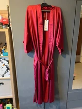 SIORO burgundy silky robe kimono light weight size L