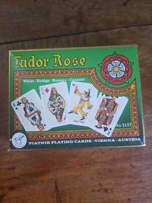 Vintage Austrian Piatnik Playing Cards - Tudor Rose 2 deck set