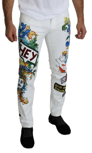 DOLCE \u0026 GABBANA Jeans White Printed 